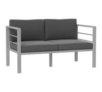 Outsunny All-Weather Garden Loveseat with Removable Cushions, Charcoal Grey, Grey