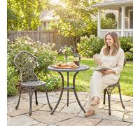 Outsunny Aluminium Bistro Set Garden Coffee Table Chair Outdoor Dining Set