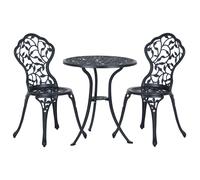 Outsunny Aluminium Bistro Set Garden Coffee Table Chair Outdoor Dining Set Black