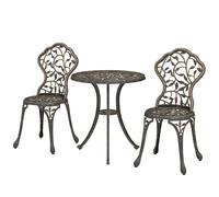 Outsunny Aluminium Bistro Set Garden Coffee Table Chair Outdoor Dining Set