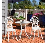 OUTSUNNY Aluminium Bistro Set Garden Coffee Table Chair Outdoor Dining Set in White Outsunny White