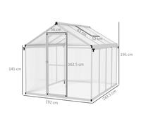 Outsunny 8x6ft Aluminium Greenhouse with/ Door Window Galvanised Base PC Panel