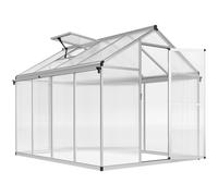 Outsunny Aluminium Greenhouse With/ Door Window Galvanised Base Pc Panel In Clear Clear