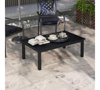 Outsunny Aluminium Outdoor Coffee Table Patio Table With Slat Top, Black
