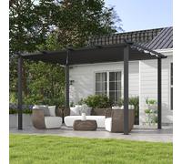 Outsunny 3 x 4m Aluminium Pergola with Retractable Roof Garden Gazebo Canopy
