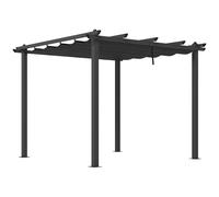 Outsunny 3 x 3(m) Aluminium Pergola with Retractable Roof, Garden Gazebo Canopy - Dark Grey - Aluminium, Polyester - 297L x 297W x 237Hcm