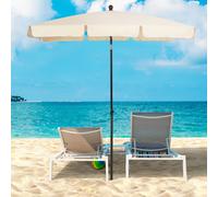 OUTSUNNY Aluminium Sun Umbrella Parasol Patio Garden Rectangular Tilt 2M x 1.25M in Beige Outsunny Beige