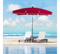 OUTSUNNY Aluminium Sun Umbrella Parasol Patio Garden Rectangular Tilt 2M x 1.25M in Red Outsunny Red