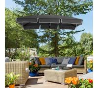 Outsunny Aluminium Sun Umbrella Parasol Patio Rectangular Tilt 2M x 1.25M Grey, Grey