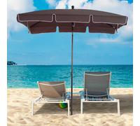 OUTSUNNY Aluminium Sun Umbrella Parasol Patio Rectangular 2M x 1.3M in Brown Outsunny Brown