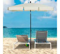 Outsunny Aluminium Sun Umbrella Parasol Patio Rectangular 2M X 1.3M In Cream Cream