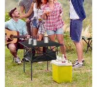 Outsunny Aluminum Camping Table Folding Table Picnic Table w/ Mesh Bag, Black