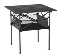 Outsunny Aluminum Camping Table Roll-Top Folding Table Picnic Table W/ Mesh Bag, Black