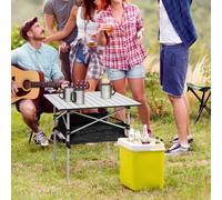 Outsunny Aluminum Camping Table Roll-Top Folding Table Picnic Table W/ Mesh Bag, Silver Silver