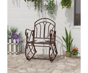 OUTSUNNY Antique Rocking Chair Metal Bench One Double Seater 2-seat Armrest in Bronze Outsunny Bronze