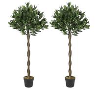 Outsunny Artificial Bay Laurel Topiary Trees Realistic 4FT Set of 2 Green