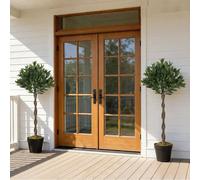 Outsunny Artificial Bay Laurel Topiary Trees With Twisted Trunk, Set Of 2