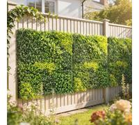 Outsunny Artificial Plant Wall Panel, 100x100 cm Artificial Grass Backdrop Wall, Privacy Fence for Indoor Outdoor, Garden Decor, Wedding, Green