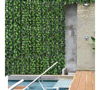 Outsunny Artificial Leaf Hedge Screen 3M x 1M Light Green and Dark Green
