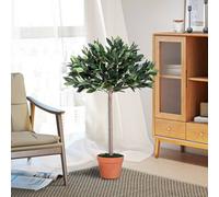 Outsunny Artificial Laurel Tree Plant In An Orange Pot 90 Cm For Home