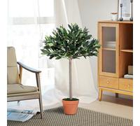 OUTSUNNY Artificial Olive Tree Plant Greenary In an Orange Pot 90 cm for Home in Green Outsunny Green