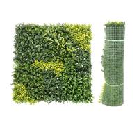 Outsunny Artificial Plant Wall Panel, 100x100 cm Artificial Grass Backdrop Wall, Privacy Fence for Indoor Outdoor, Garden Decor, Wedding, Green