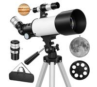Outsunny Refractor Astronomy Telescope with 70 mm Aperture, Carry Bag, White