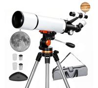 Outsunny Astronomy Telescope for Adults and Beginners 80 mm 500 mm White | Portable Refractor Telescope, 40X/16X Magnification, Adjustable Tripod, Alt-Azimuth Mount, Carry Bag for Travel