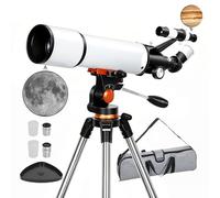 Outsunny Astronomy Telescope for Adults and Beginners, 80 mm Aperture 500 mm Portable Refractor Telescope with 40X/16X Magnification, Adjustable Tripod, Alt-Azimuth Mount, Carry Bag for Travel, White
