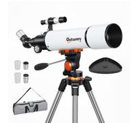 Outsunny Astronomy Telescope for Adults and Beginners, 80 mm Aperture Portable Refractor Telescope with 40X/16X Magnification, Adjustable Tripod, Alt-Azimuth Mount, Carry Bag for Travel, White
