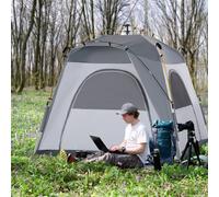 OUTSUNNY Automatic Camping Tent Travel Beach Tent Backpack Dome Shelter 4 Person in Light Grey Outsunny Light Grey