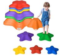 Outsunny Balance Stepping Stones Kids, 6-Piece Starfish Style Non-slip Obstacle Course, Stackable Balance Blocks, Garden Sensory Toys for Toddler 3-8 Years, Indoor Outdoor, Multicoloured
