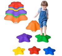 Outsunny Balance Stepping Stones Kids, 6-Piece Starfish Style Non-slip Obstacle Course, Stackable Balance Blocks, Garden Sensory Toys for Toddler 3-8 Years, Indoor Outdoor, Multicoloured