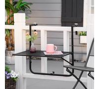 Outsunny Balcony Hanging Table Wall Mount Adjustable Folding Desk Patio Black