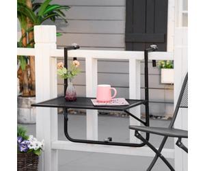 Outsunny Balcony Hanging Table Wall Mount Adjustable Folding Desk Patio Black