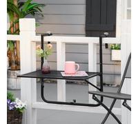 Outsunny Balcony Hanging Table Wall Mount Adjustable Folding Desk Patio Black - Black - Metal - 60cm x 60cm x 72cm