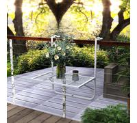 OUTSUNNY Balcony Hanging Table Wall Mount Adjustable Folding Desk Patio Grey Outsunny Grey