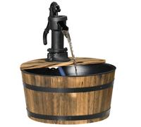 Outsunny Barrel Water Fountain Garden Decorative Water Feature w/ Electric Pump