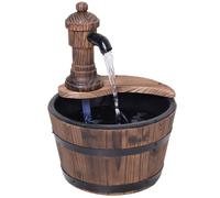 Barrel Water Fountain Rustic Wood Electric Water Feature with Pump Garden Outsunny Tan One Size