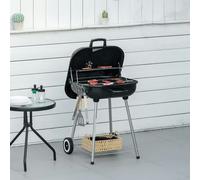 Outsunny BBQ Charcoal Smoker Grill Trolley with 2 Wheels and Grilling Utensils | TJ Hughes