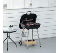 OUTSUNNY BBQ Charcoal Smoker Grill Trolley with 2 Wheels & Grilling Utensils in Black Outsunny Black
