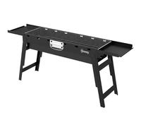 Outsunny Portable BBQ Grill Foldable Charcoal Grill for Camping Black | Charcoal Barbecue, 2 Side Shelves and Handle, for Picnics