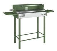 Outsunny BBQ Rotisserie Grill Roaster Charcoal Spit Roasting Machine for Chicken Turkey with 3-Level Grill Grate, Side Shelves, Dark Green