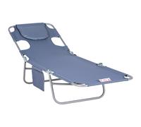 Beach Chaise Lounge Folding Garden Portable Adjustable Backrest Face Cavity Grey