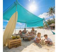 Outsunny Beach Tent, Sunshade Event Shelter with Detachable Sidewall, Reinforced Corners, Stability Poles and Carry Bag, for Camping, Trips, Fishing, Picnics, 3 x 3 m, Sky Blue