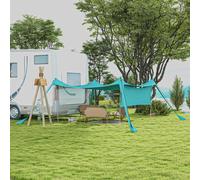 Outsunny Beach Tent, Sunshade Event Shelter with Detachable Sidewall, Reinforced Corners, Stability Poles and Carry Bag, for Camping, Trips, Fishing, Picnics, 3 x 3 m, Sky Blue