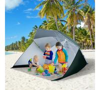 Outsunny Beach Umbrella Sun Shelter 2 in 1 Umbrella UV Protection Steel Outsunny Dark Green One Size