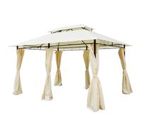 Outsunny 4x3m Gazebo with Curtains, Garden Double Roof Aosom UK