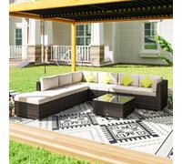 Outsunny Big Easy Rattan Outddor Garden Corner Sofa Set - Brown