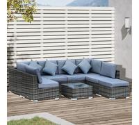 Outsunny Big Easy Rattan Outdoor Garden Corner Sofa Set - Grey